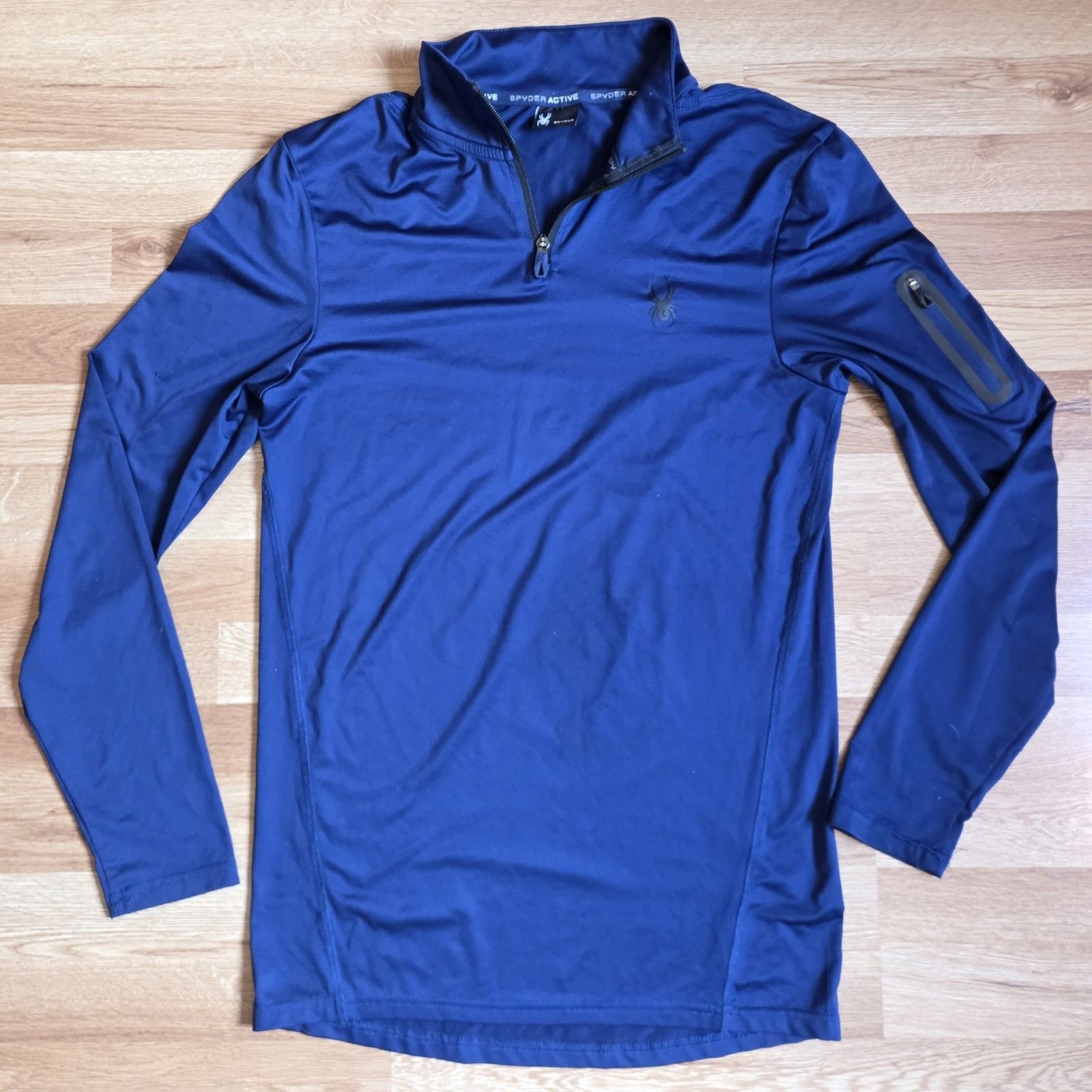 Spyder Proweb Active Mens 1/4 Zip Pullover Long Sleeve Mock Neck Blue